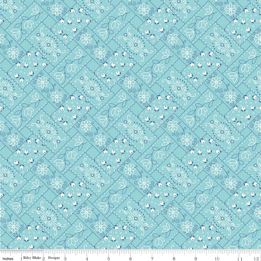 Farm Girl Vintage | Bandana Aqua by Lori Holt for Riley Blake | C7874-AQUA