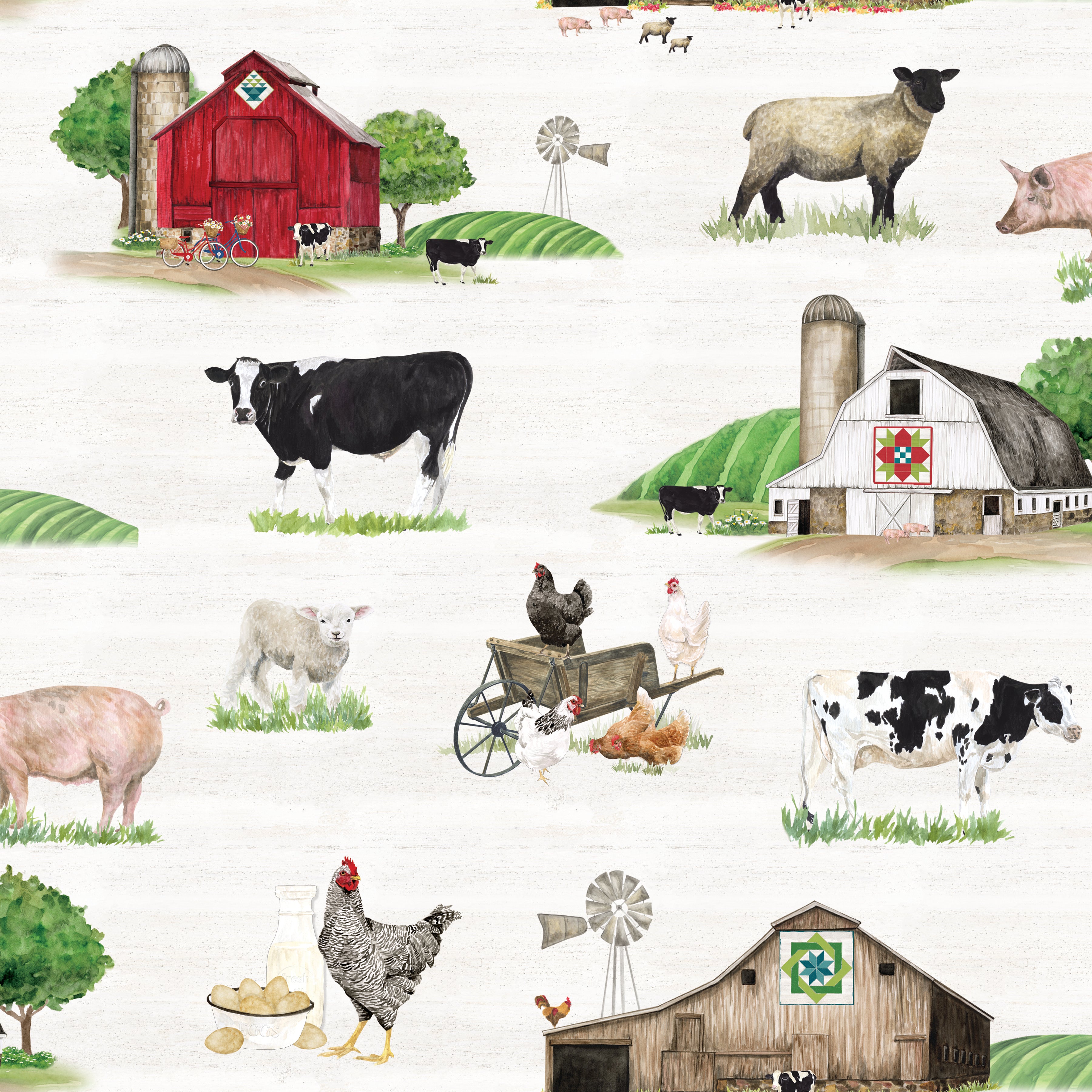 Spring Barn Quilts | Main Parchment by Tara Reed for Riley Blake Designs | CD14330-PARCHMENT