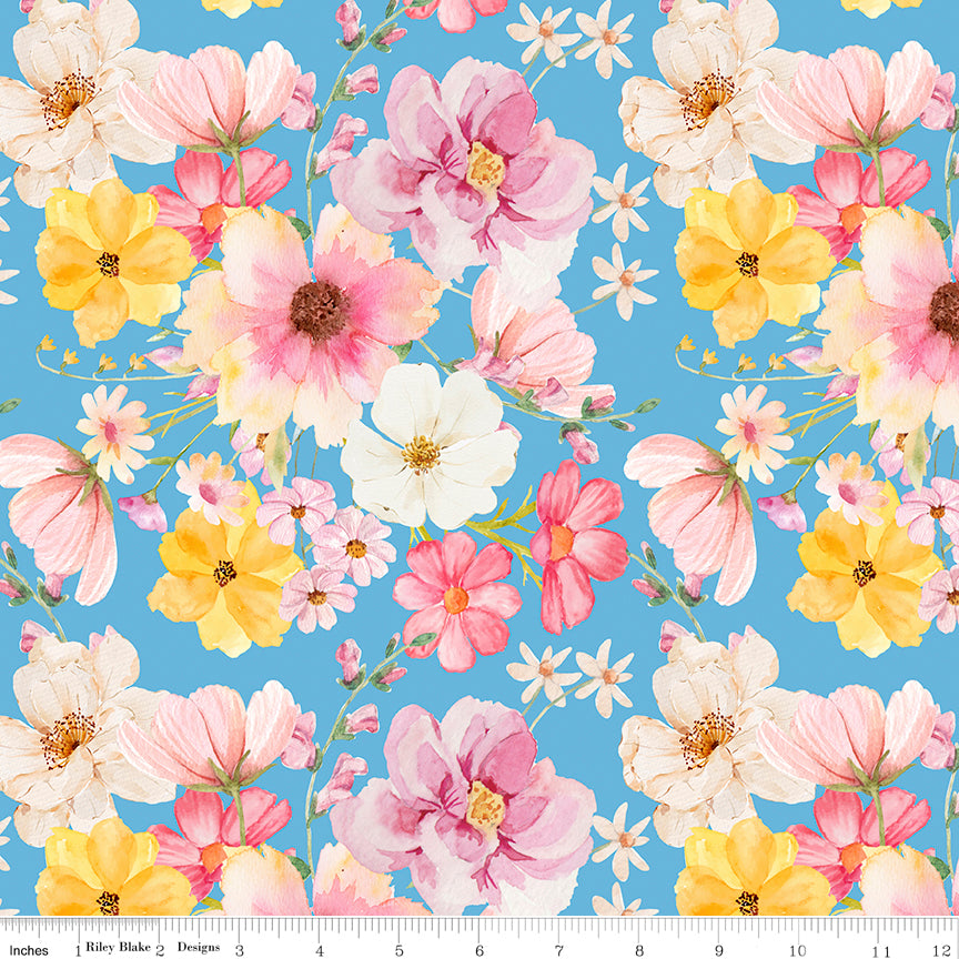Painted Petals - Main Blue by Lila Tueller for Riley Blake | CD17590-BLUE