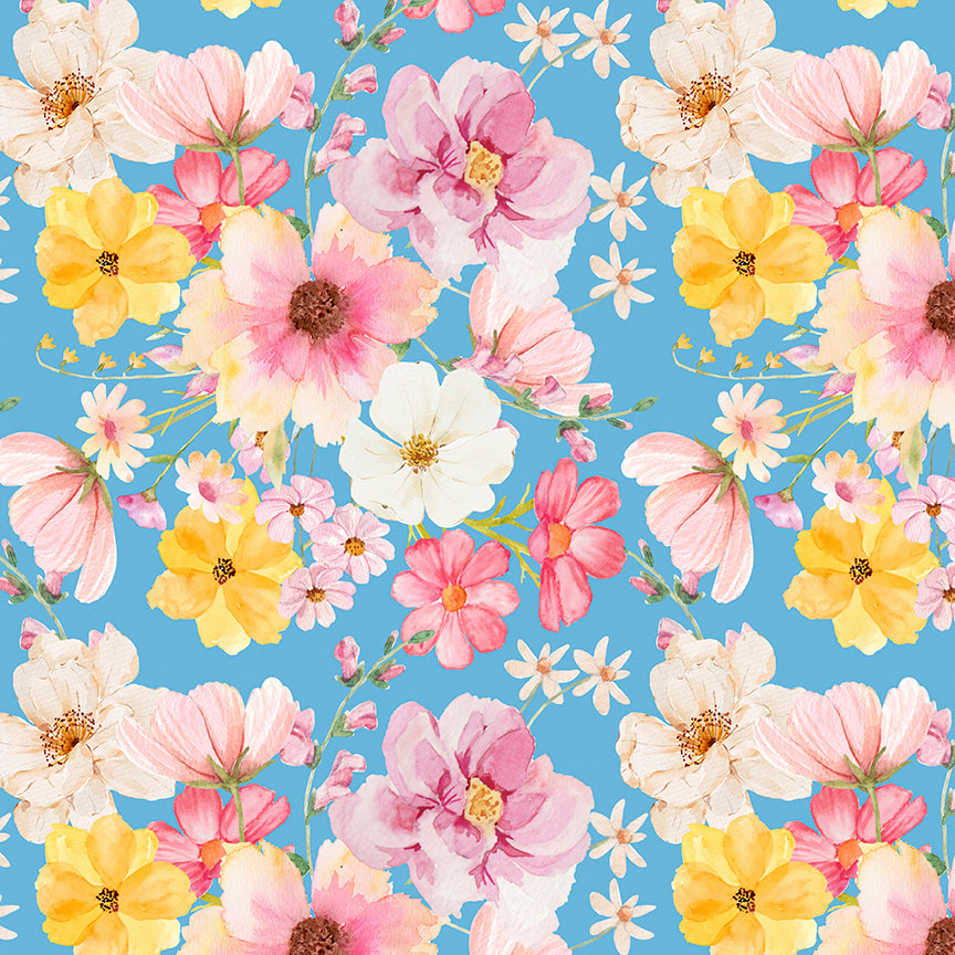 Painted Petals - Main Blue by Lila Tueller for Riley Blake | CD17590-BLUE