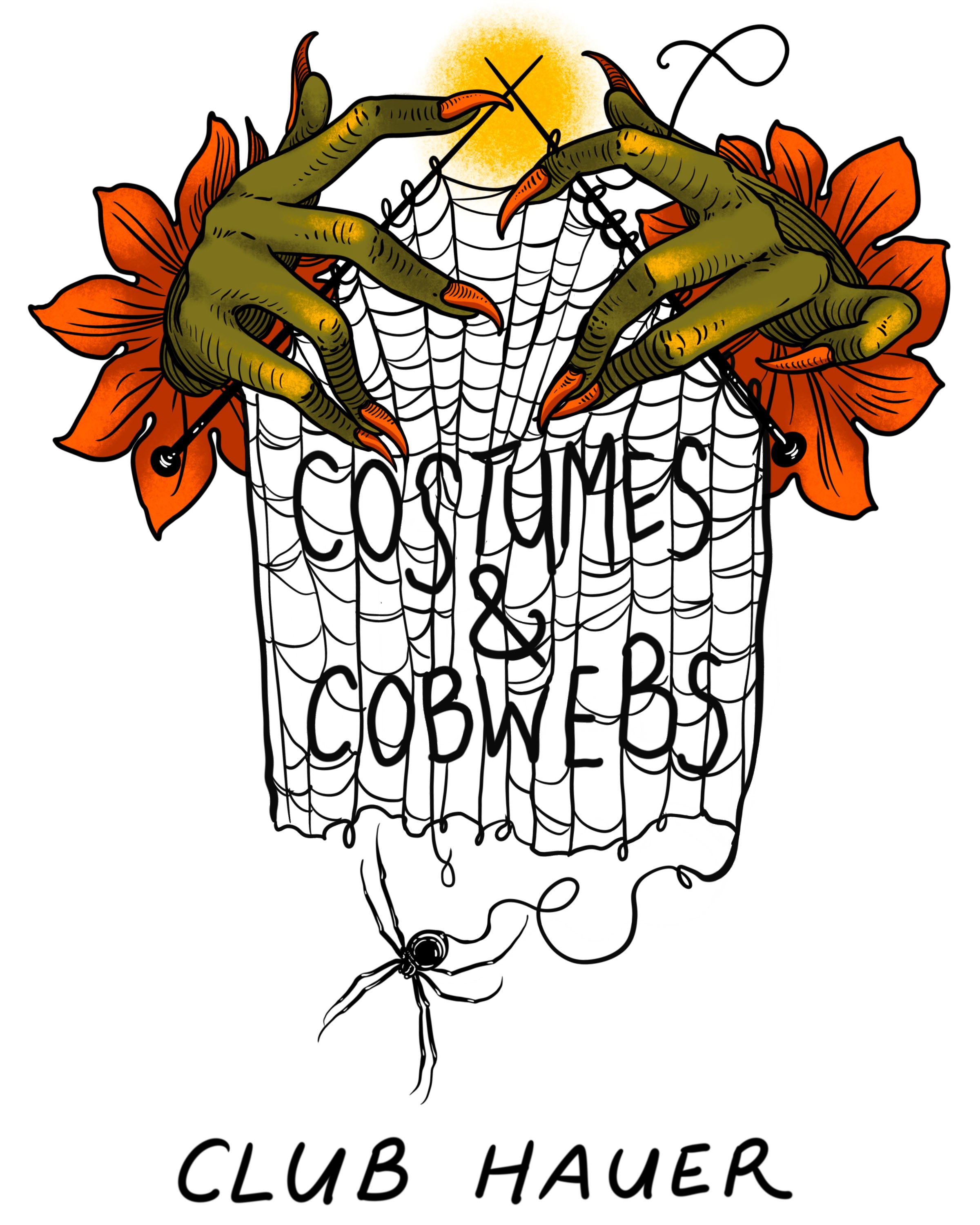 Costumes & Cobwebs | Haunted Toile - Orange by Rachel Hauer for FreeSpirit | PWRH125.ORANGE