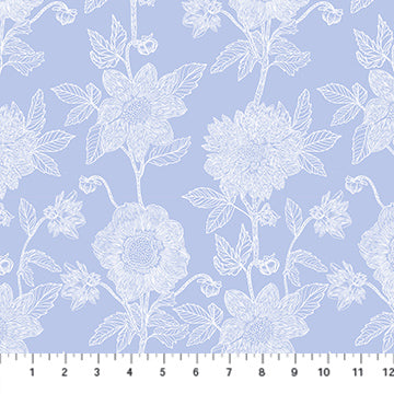 Silhouette | Stitched Dahlia - Cornflower by Anna Maria Textiles | Linen/Cotton Blend Fabric (Copy)