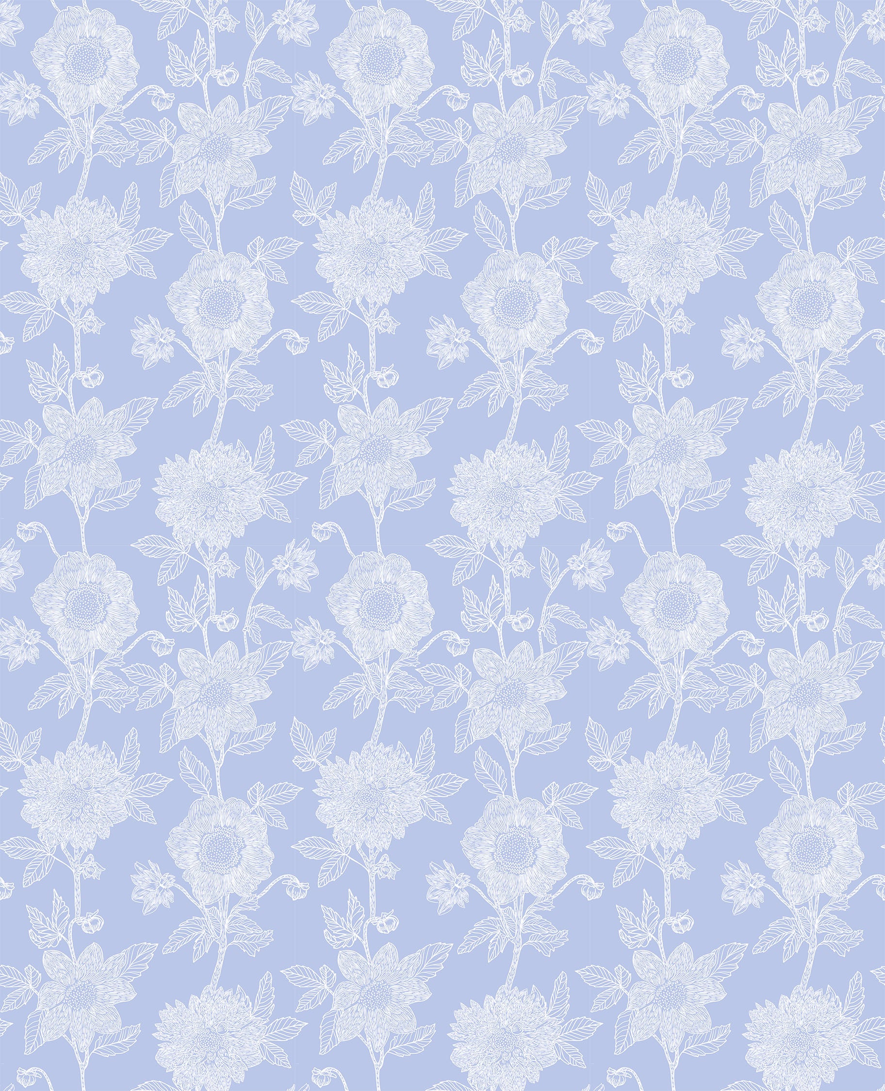 Silhouette | Stitched Dahlia - Cornflower by Anna Maria Textiles | Linen/Cotton Blend Fabric (Copy)
