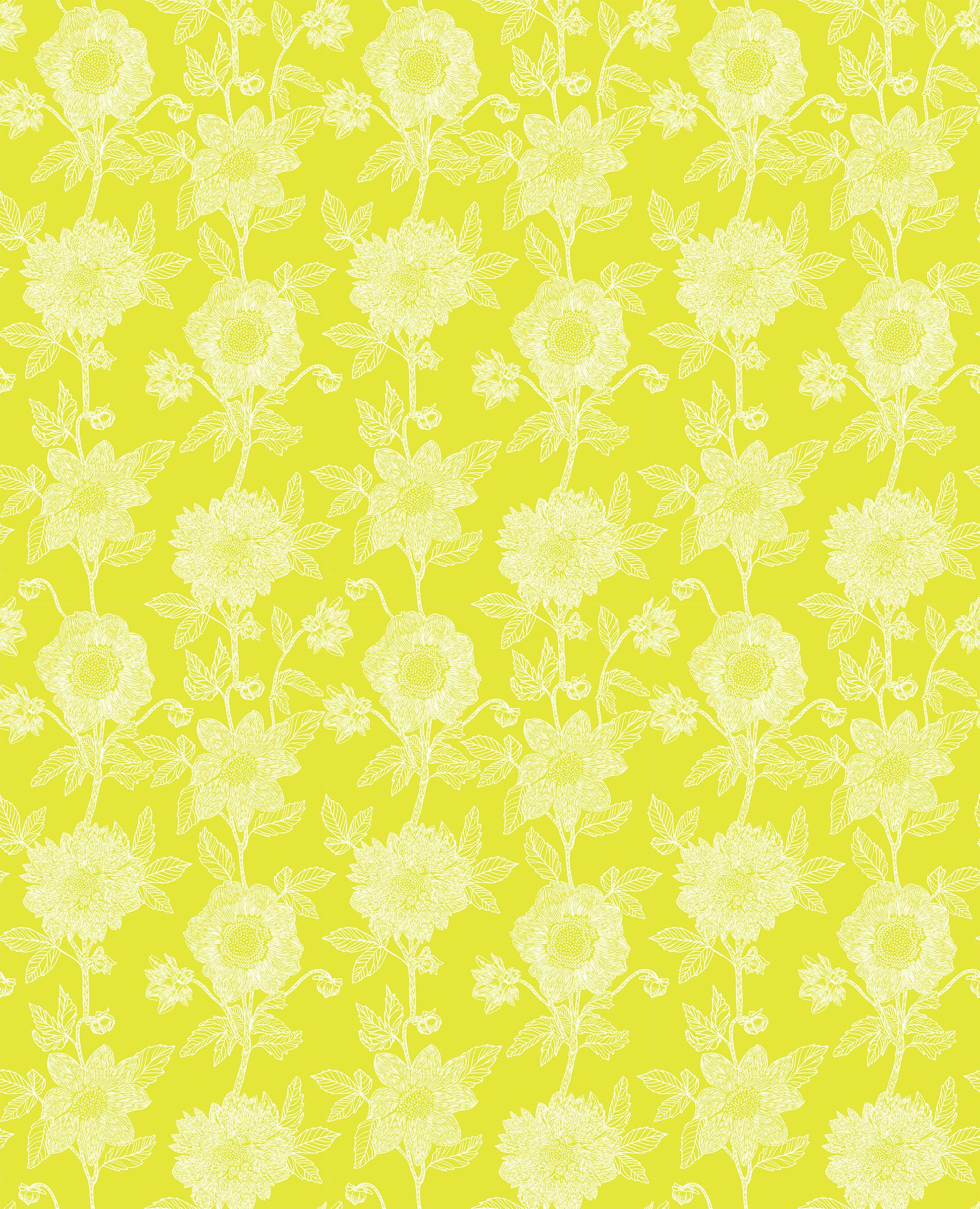 Silhouette | Stitched Dahlia - Sun by Anna Maria Textiles | Linen/Cotton Blend Fabric