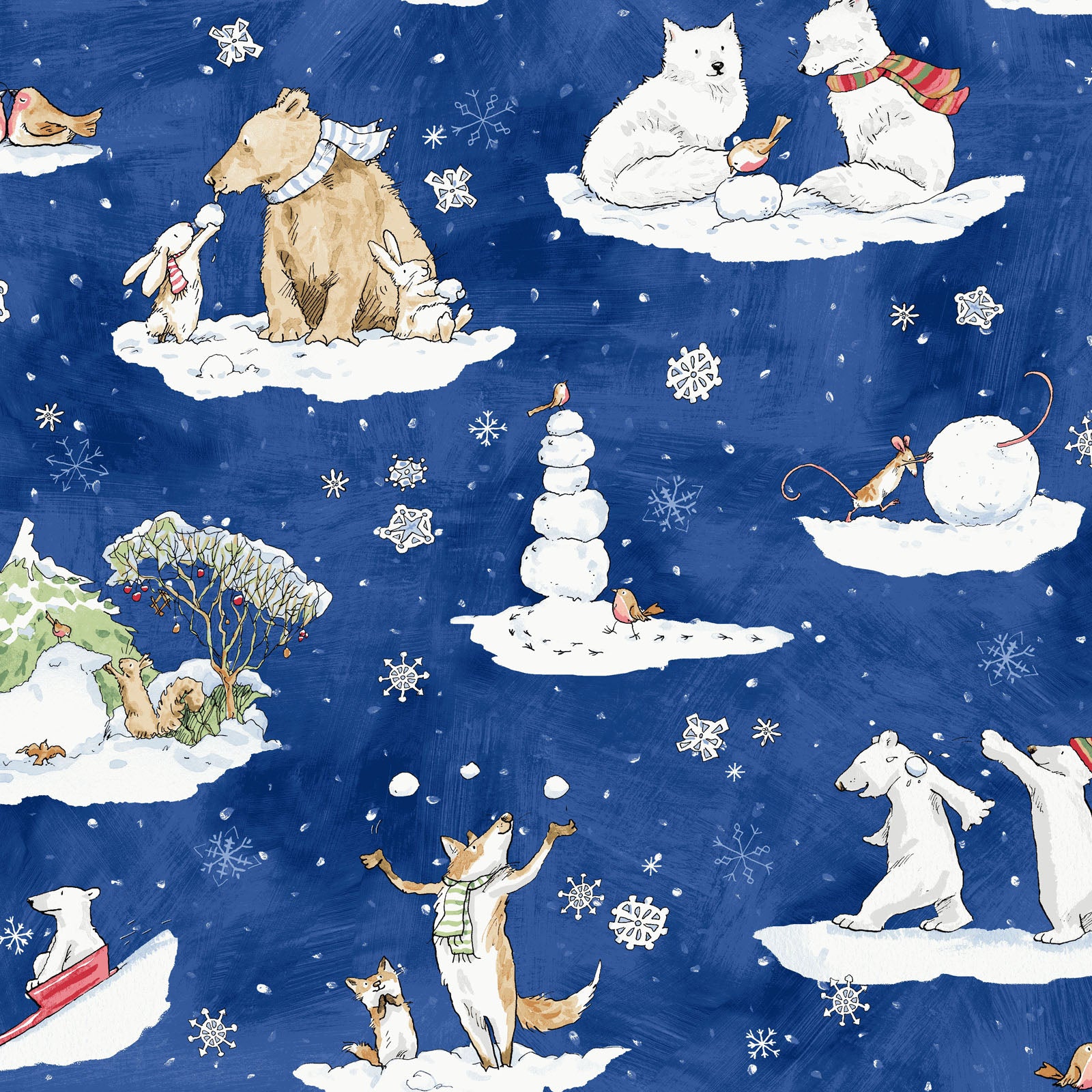 Snowtime | Toile - Dark Blue by Anita Jeram for Clothworks | Y4550-30