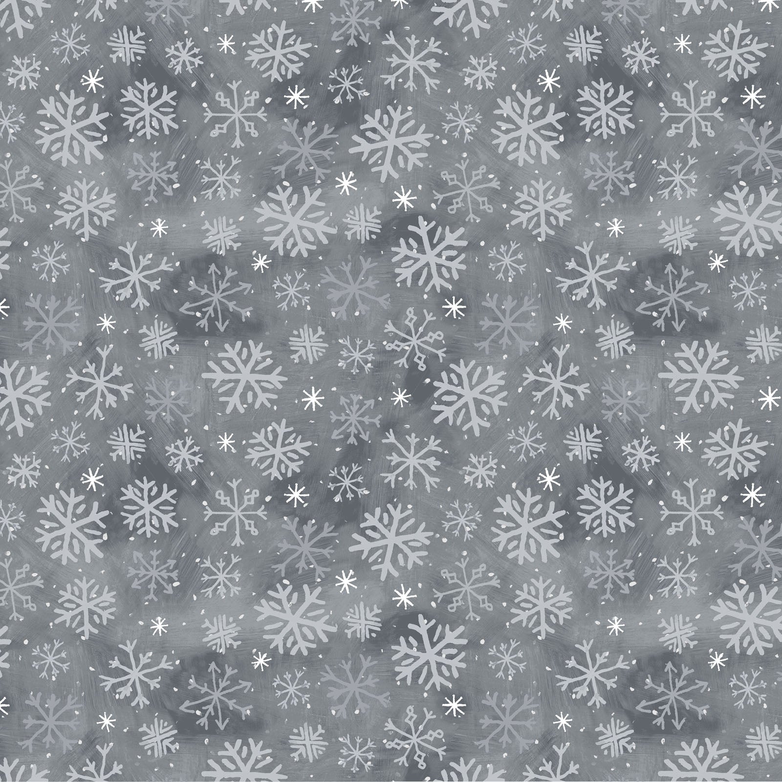 Snowtime | FLANNEL Snowflakes - Gray by Anita Jeram for Clothworks | Y4557-6