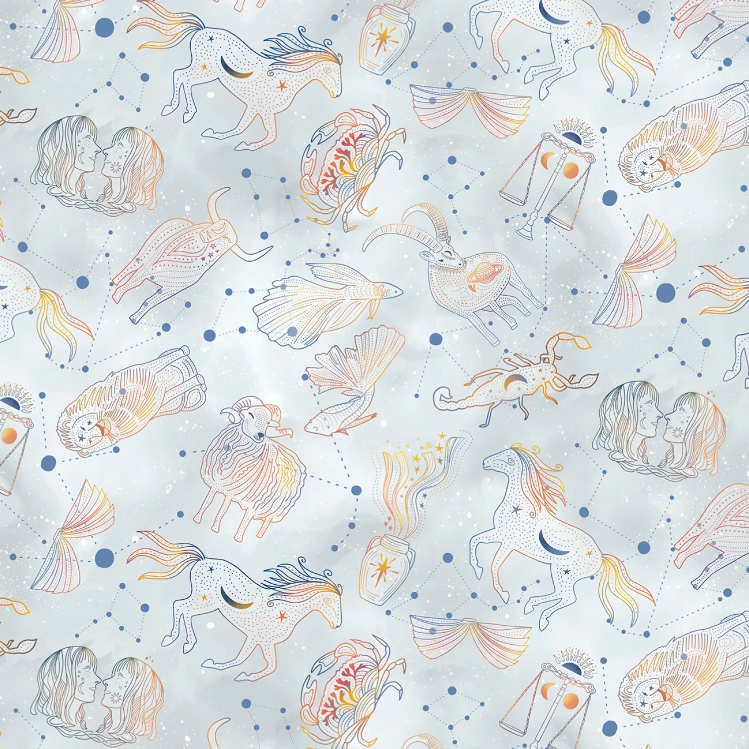 Celestial Seasons | Astrology Symbols - Light Blue by Jacqueline Wild for P&B Textiles | CSEA5987-LST
