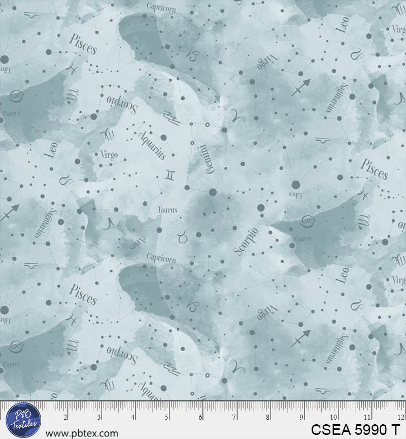 Celestial Seasons | Zodiac Constellations - Teal by Jacqueline Wild for P&B Textiles | CSEA5990-T