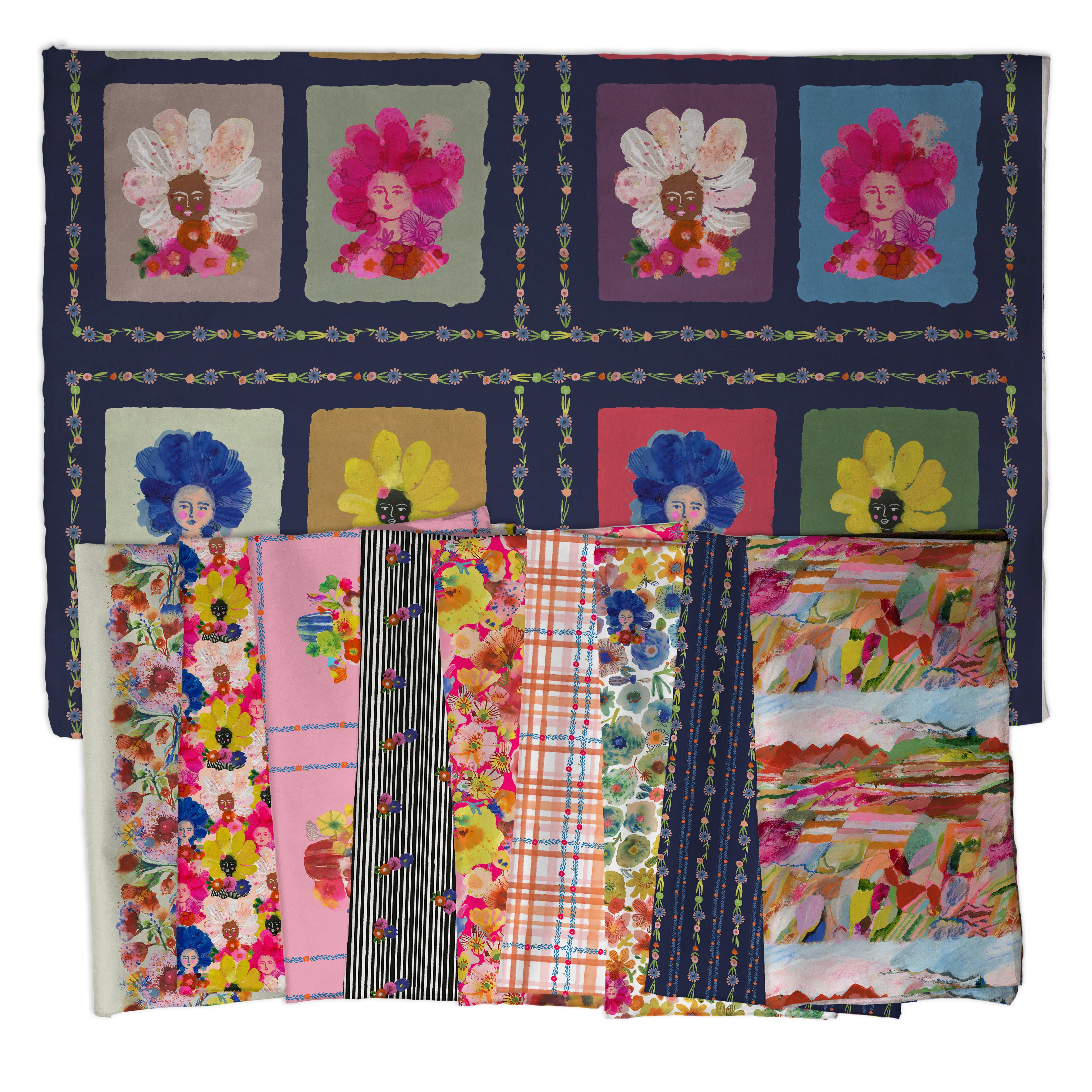 Pompadours in Pink | Red Song - Multi by Carolyn Gaven for FreeSpirit | PWCG031.MULTI