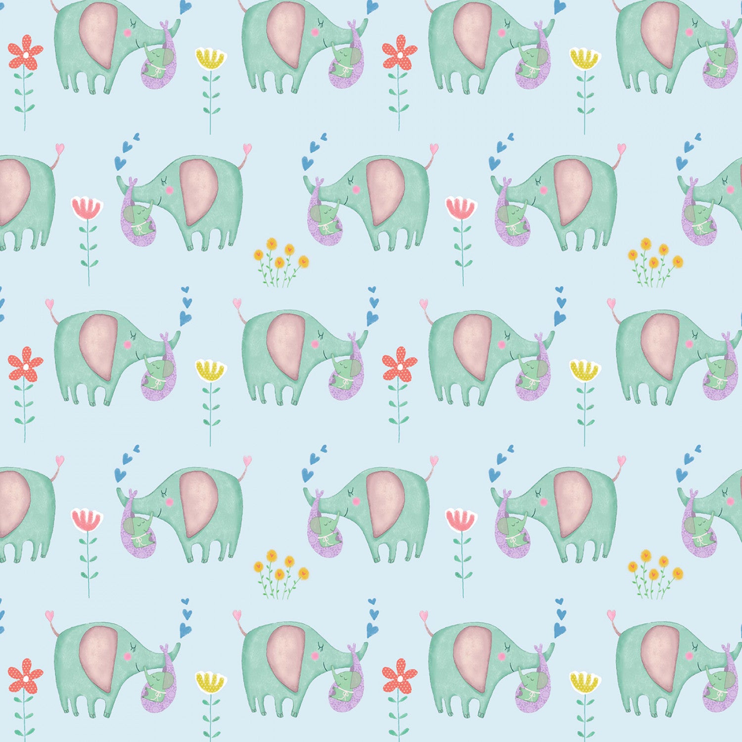 Baby Love - Blue Baby Elephant by Tracy Cottingham for Michael Miller Fabrics