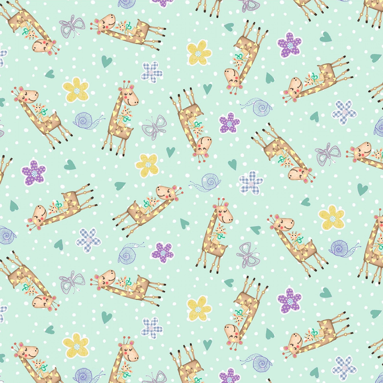 Baby Love - Mint Baby Giraffe by Tracy Cottingham for Michael Miller Fabrics
