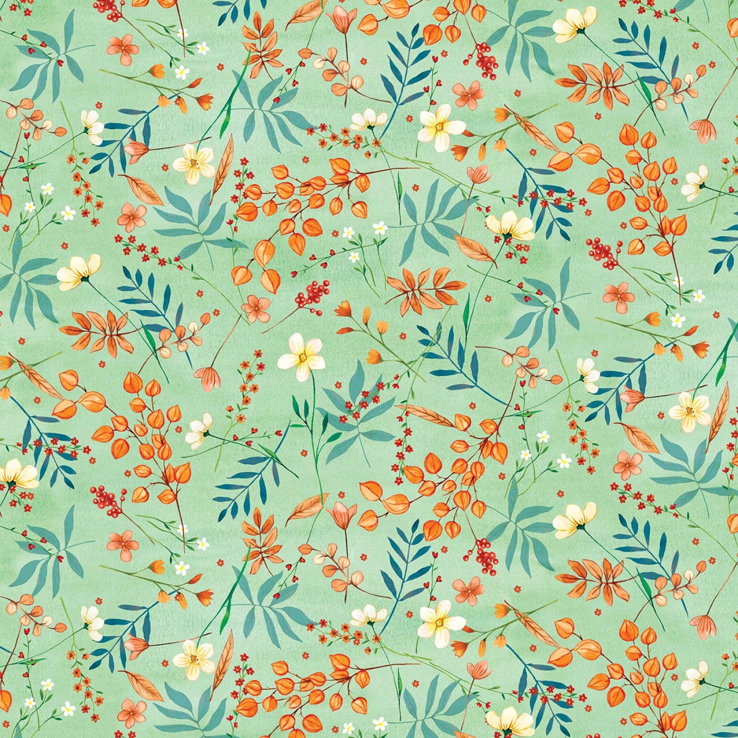 Autumn Flower Market | Mist Autumn Floral by Louise Nisbet for Michael Miller Fabrics | DDC12768-MIST