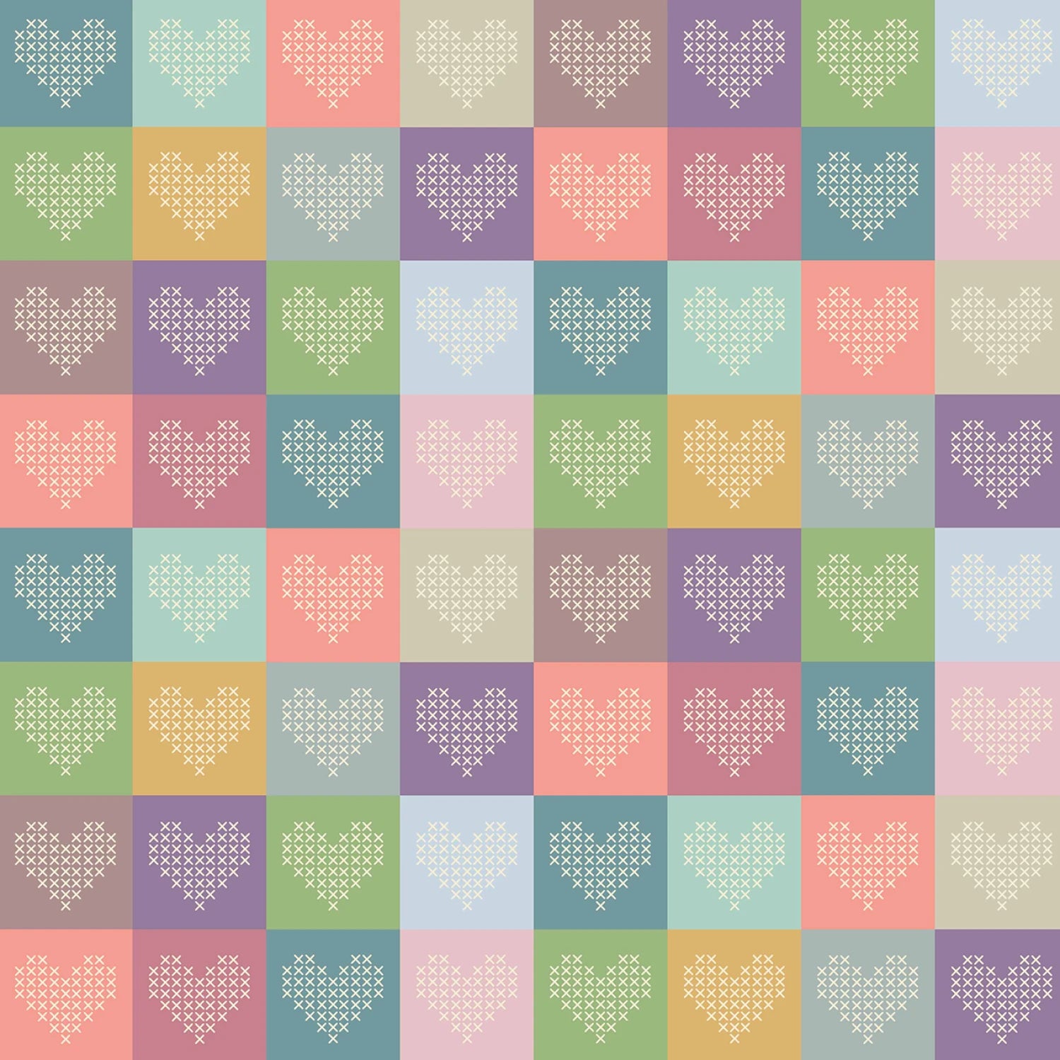 Crafternoon | Cross Stitch Heart by Belle & Book for Michael Miller | DDC12792-MULT