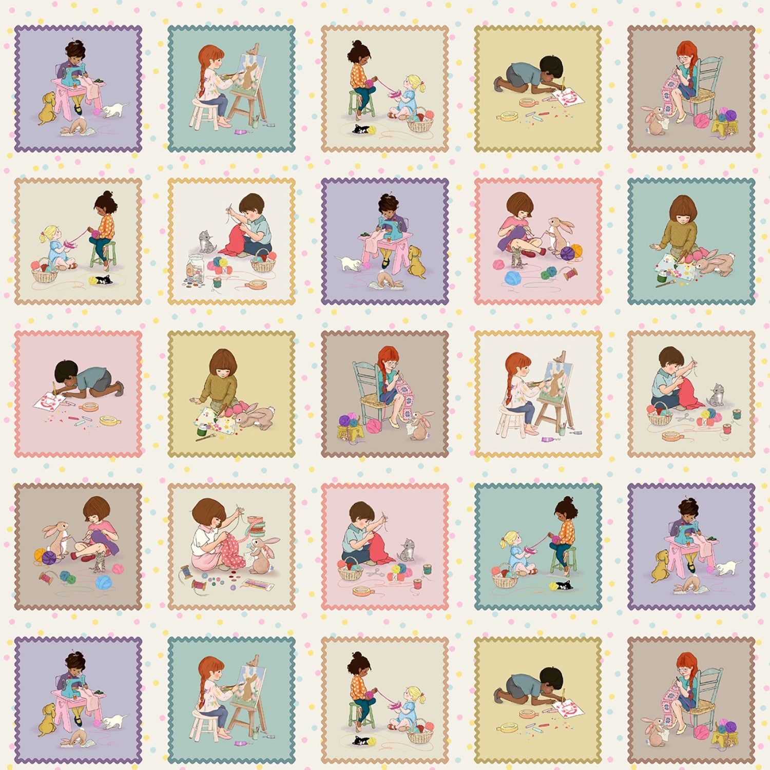 Crafternoon | Let's Get Crafty - Cream by Belle & Book for Michael Miller | DDC12794-CREM