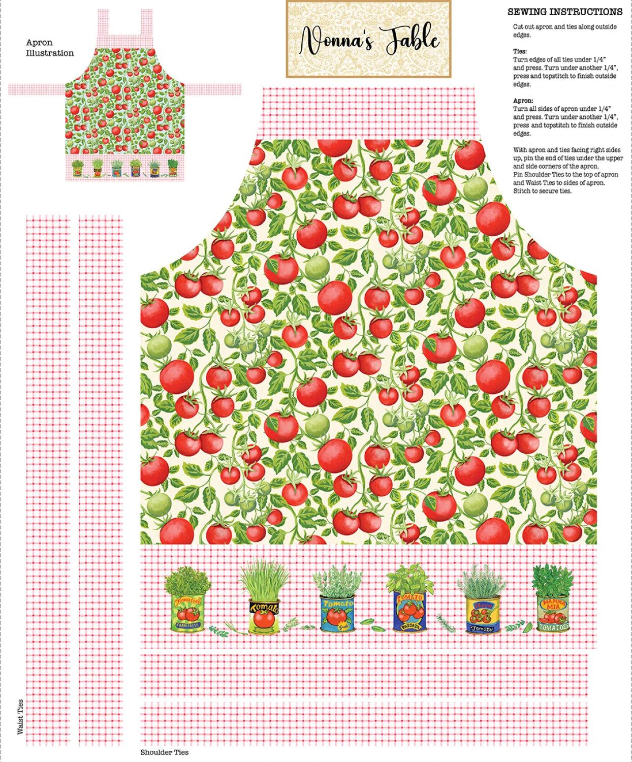 Nonna's Table | Cream Nonna's Apron Panel by Louise Nisbet for Michael Miller Fabrics | DDC12902-CREM
