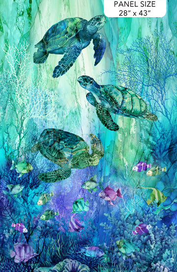 Coral Reef | Sea Turtle Panel by Deborah Edwards & Melanie Samra for Northcott | DP28875-66