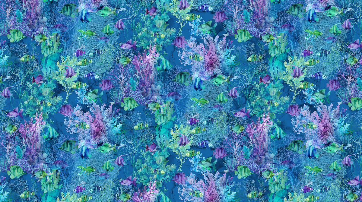 Coral Reef | Fish Navy Multi by Deborah Edwards & Melanie Samra for Northcott | DP28879-48