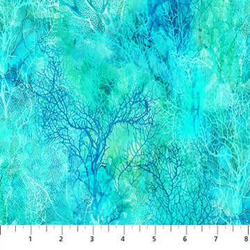 Coral Reef | Coral Texture Turquoise Multi by Deborah Edwards & Melanie Samra for Northcott | DP28881-66