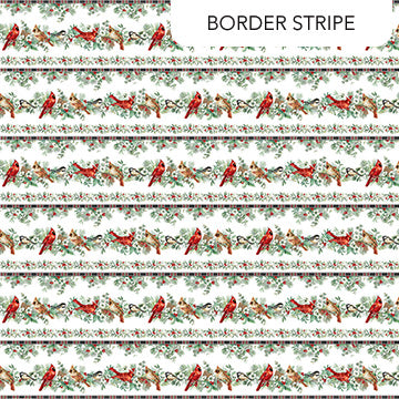 Home for Christmas | Border Stripe White Multi by Deborah Edwards for Northcott | DP28924-10
