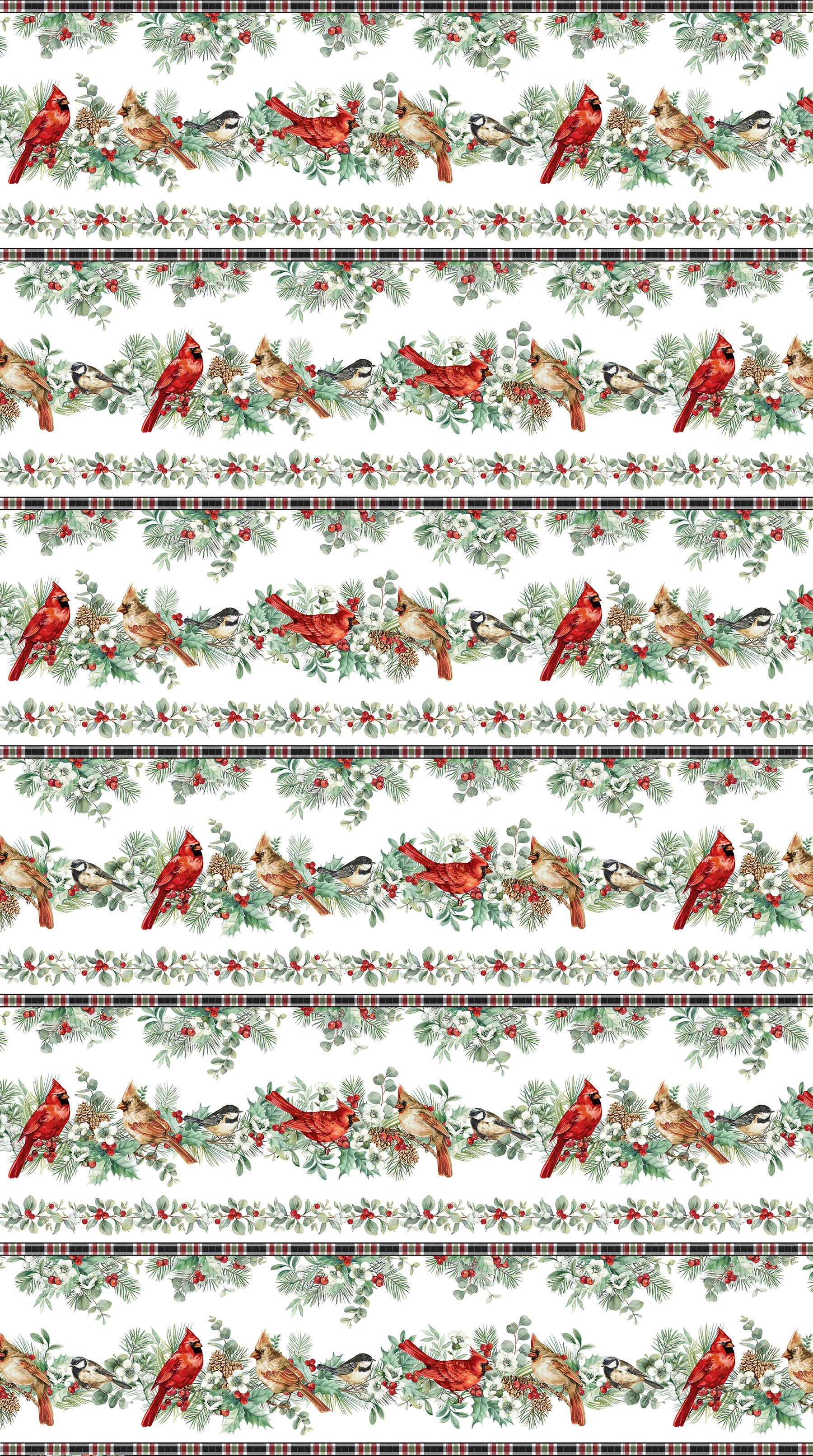 Home for Christmas | Border Stripe White Multi by Deborah Edwards for Northcott | DP28924-10