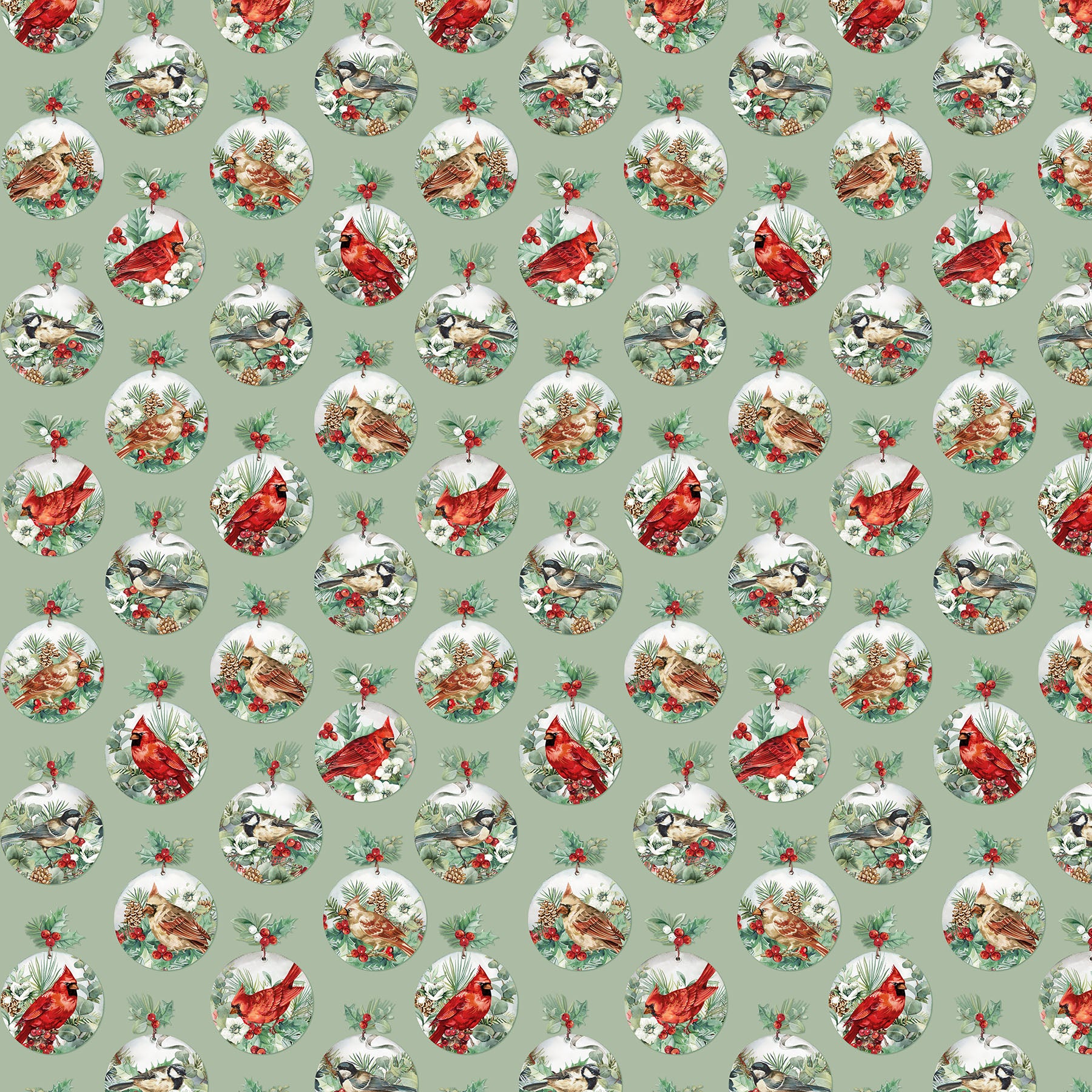 Home for Christmas | Baubles Green Multi by Deborah Edwards for Northcott | DP28926-72