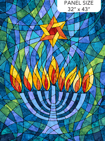 Hanukkah Lights | 32" Panel by Deborah Edwards & Elena Belokrinitski for Northcott | DP28980-46