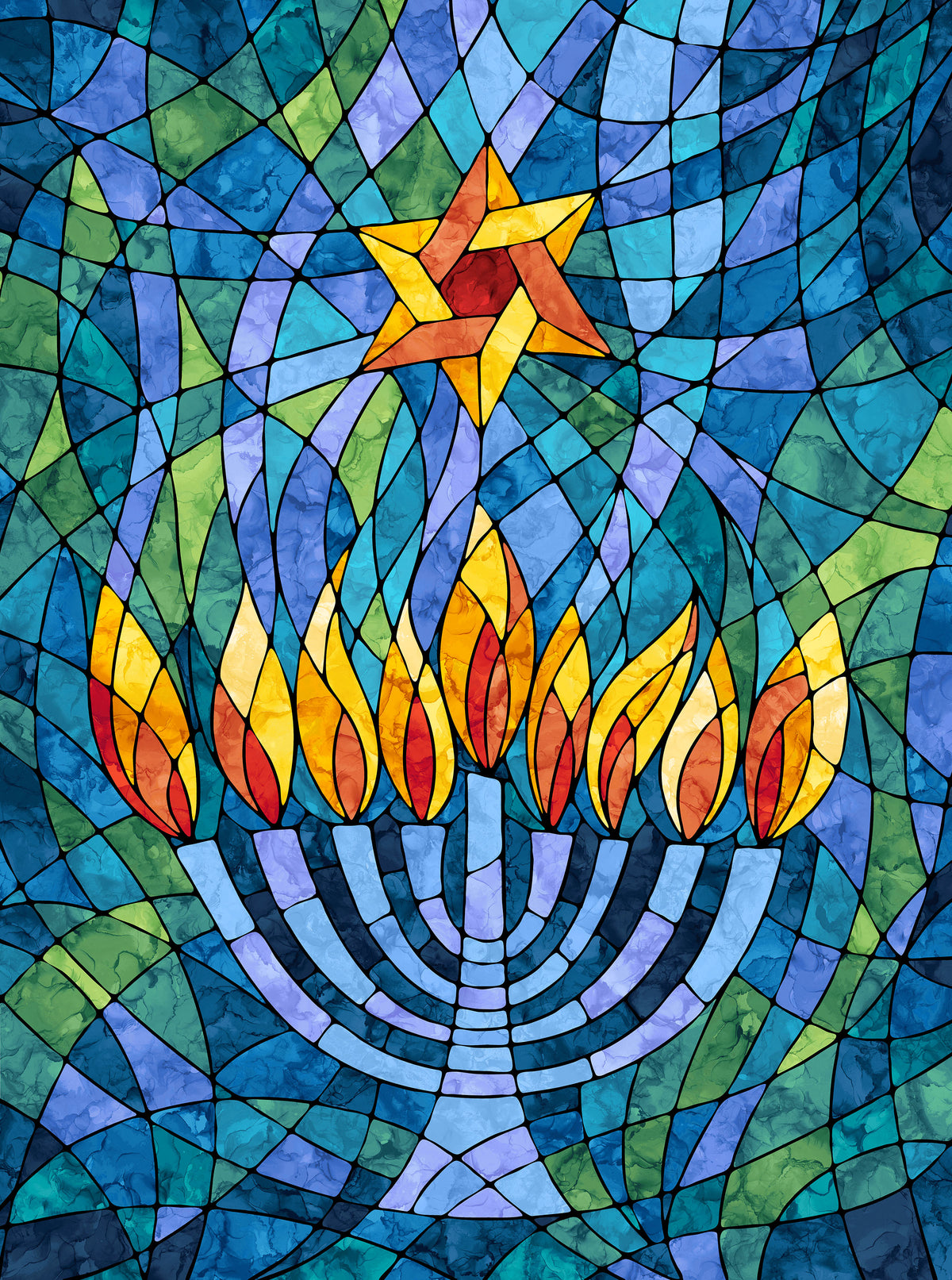 Hanukkah Lights | 32" Panel by Deborah Edwards & Elena Belokrinitski for Northcott | DP28980-46