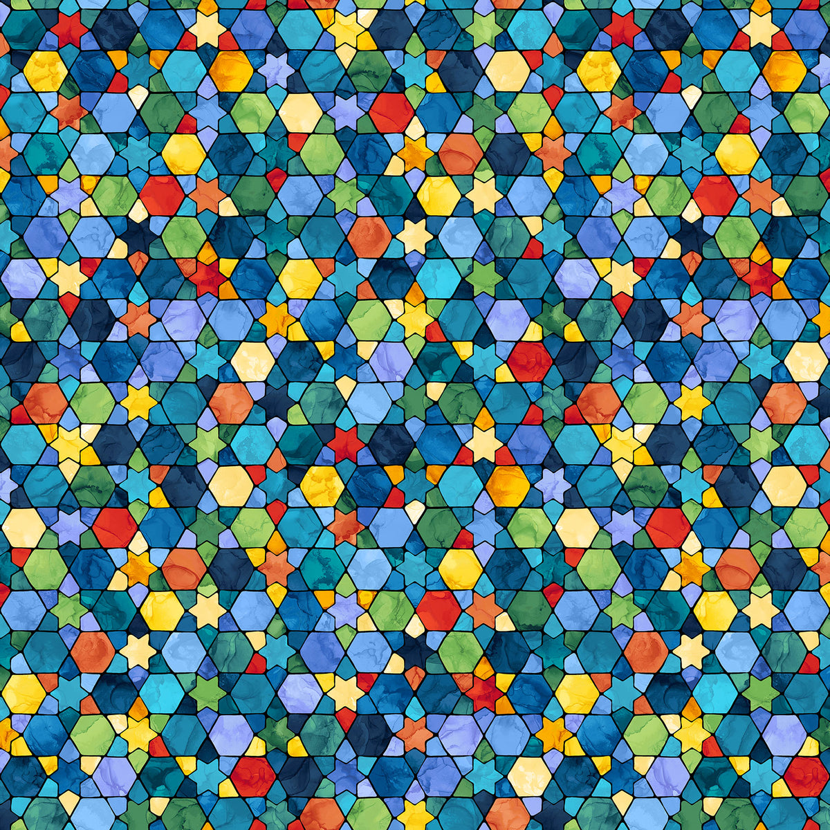 Hanukkah Lights | Multi Stained Glass by Deborah Edwards & Elena Belokrinitski for Northcott | DP28982-46