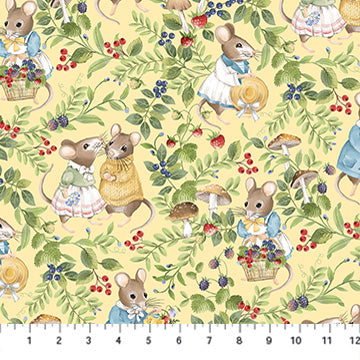Country Mouse | Scenic Mice Yellow Multi by Deborah Edwards for Northcott | DP29006-52