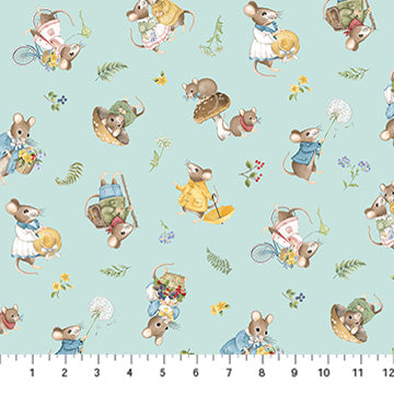 Country Mouse | Toss Mice Blue Multi by Deborah Edwards for Northcott | DP29007-42