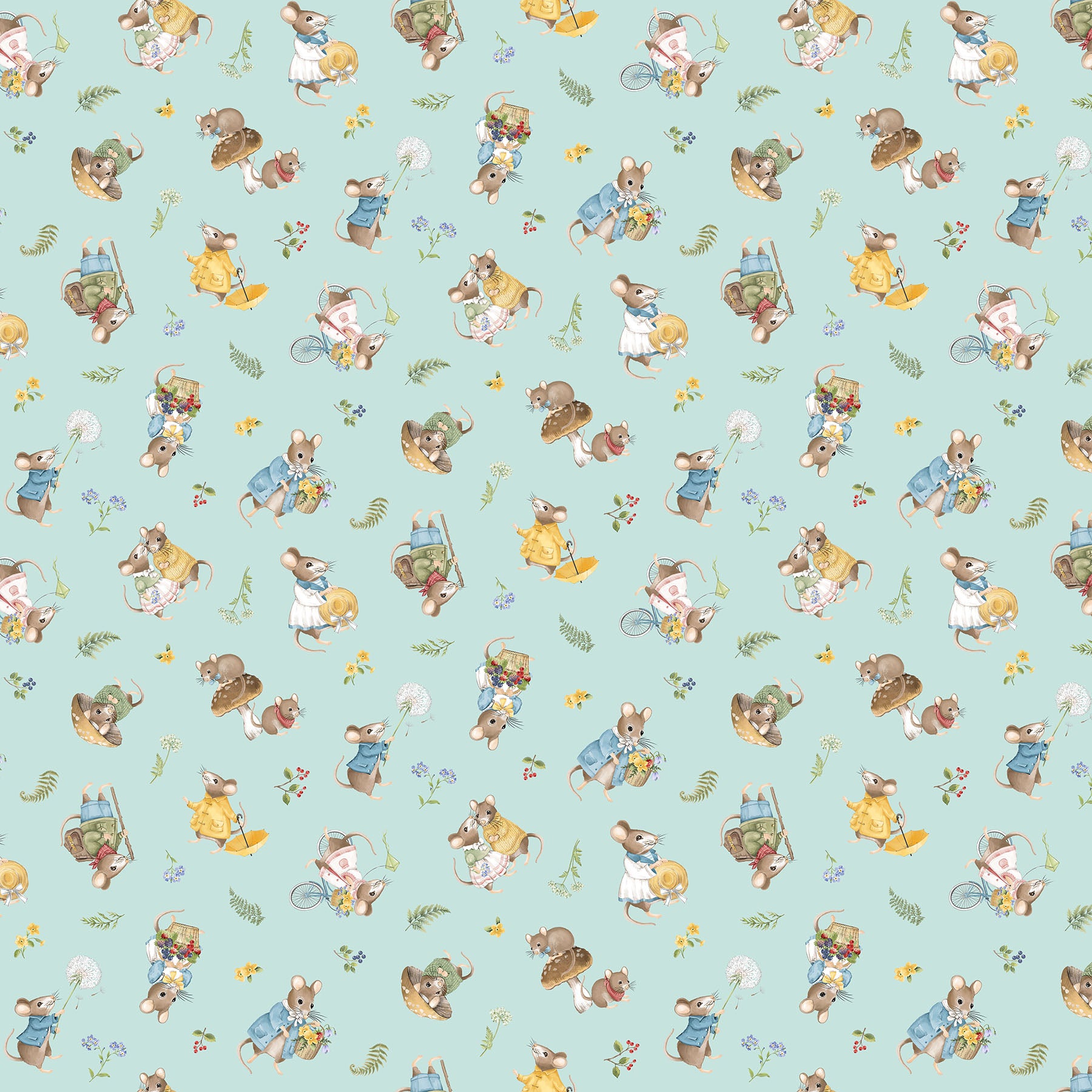 Country Mouse | Toss Mice Blue Multi by Deborah Edwards for Northcott | DP29007-42