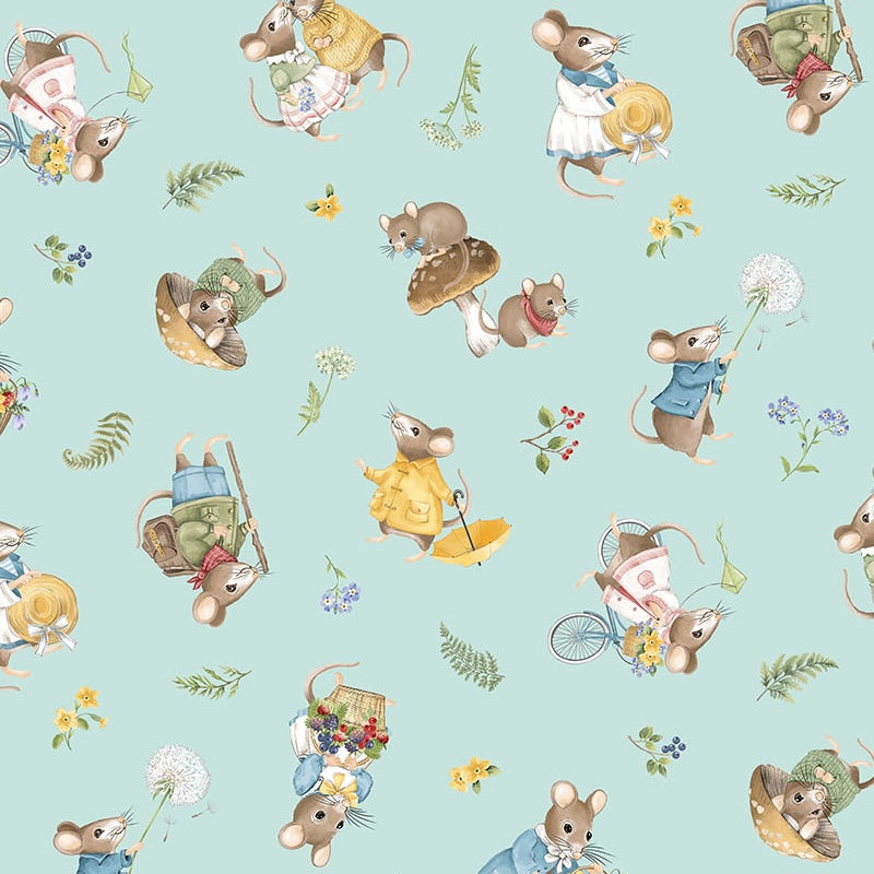 Country Mouse | Toss Mice Blue Multi by Deborah Edwards for Northcott | DP29007-42