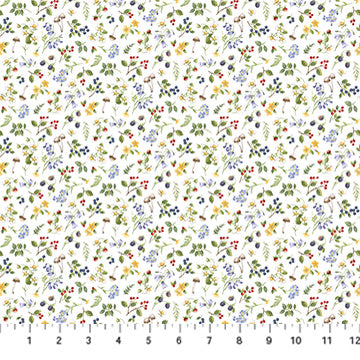 Country Mouse | Small Floral Toss White Multi by Deborah Edwards for Northcott | DP29010-10