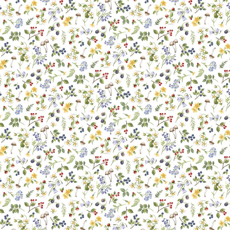 Country Mouse | Small Floral Toss White Multi by Deborah Edwards for Northcott | DP29010-10
