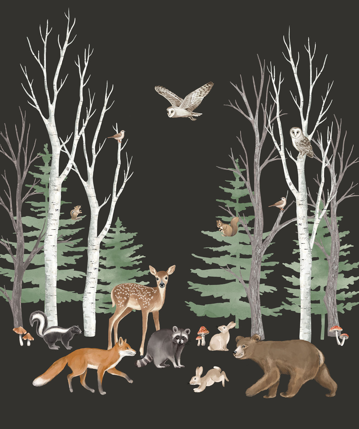 Tanglewood | Charcoal Multi 36" Panel by Deborah Edwards for Northcott | DP29280-98