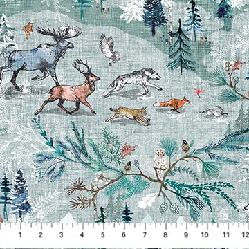 Snowdrift | Snow Scene Mint by Esther Fallon Lau for FIGO Fabrics | DP91341-60