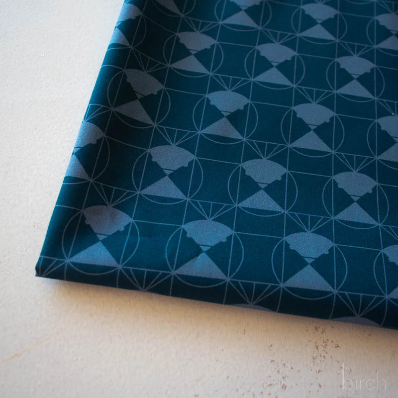 End Papers | Chickadee Denim by Charley Harper for Birch Fabrics | CH-436-DENIM | 100% Organic Cotton