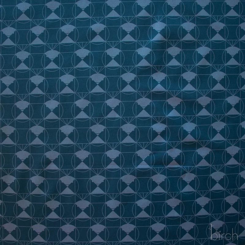 End Papers | Chickadee Denim by Charley Harper for Birch Fabrics | CH-436-DENIM | 100% Organic Cotton