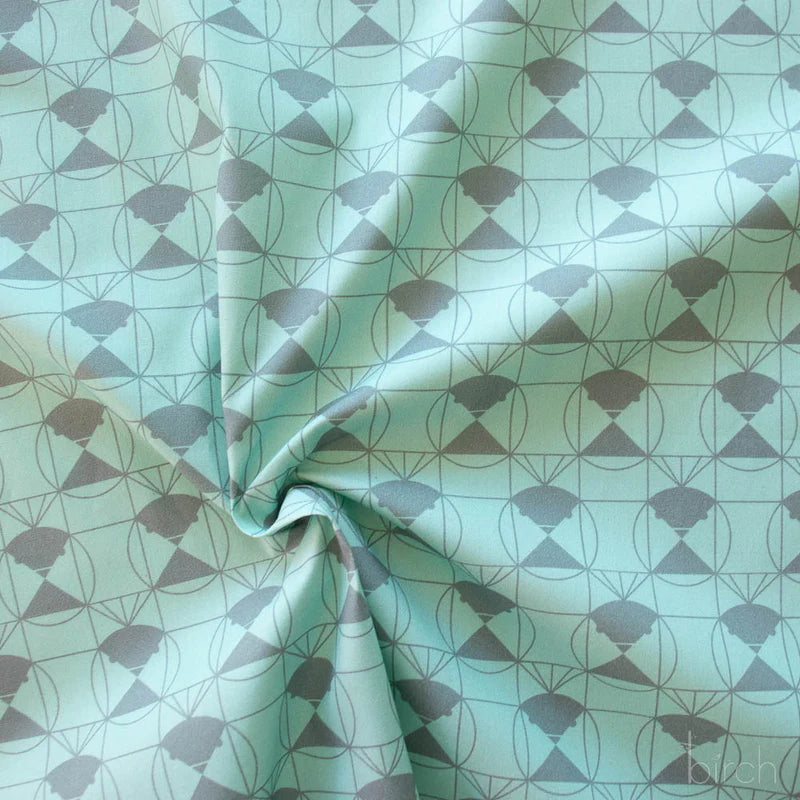 End Papers | Chickadee Seafoam by Charley Harper for Birch Fabrics | CH-436-SEAFOAM | 100% Organic Cotton