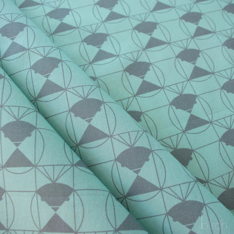 End Papers | Chickadee Seafoam by Charley Harper for Birch Fabrics | CH-436-SEAFOAM | 100% Organic Cotton