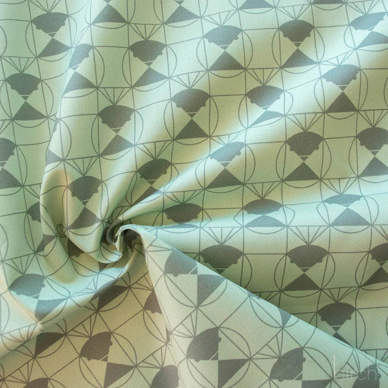 End Papers | Chickadee Jade by Charley Harper for Birch Fabrics | CH-436-JADE | 100% Organic Cotton