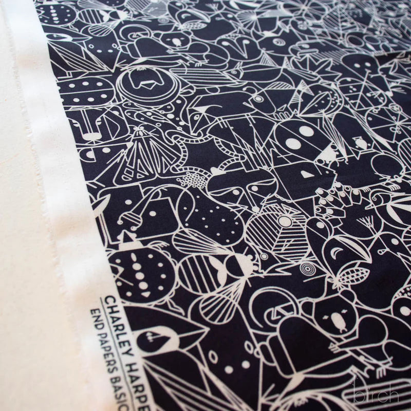 End Papers | Black by Charley Harper for Birch Fabrics | CH-300-BLACK | 100% Organic Cotton