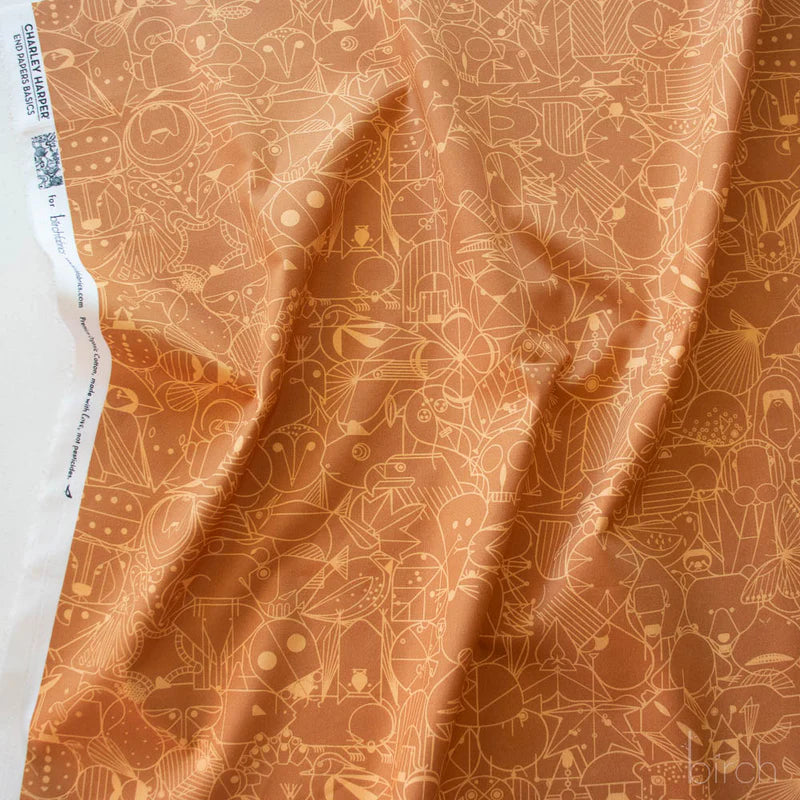 End Papers | Toffee by Charley Harper for Birch Fabrics | CH-300-TOFFEE | 100% Organic Cotton