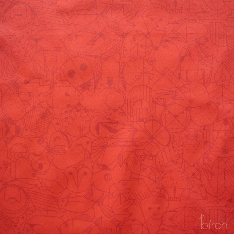End Papers | Cardinal by Charley Harper for Birch Fabrics | CH-300-CARDINAL | 100% Organic Cotton