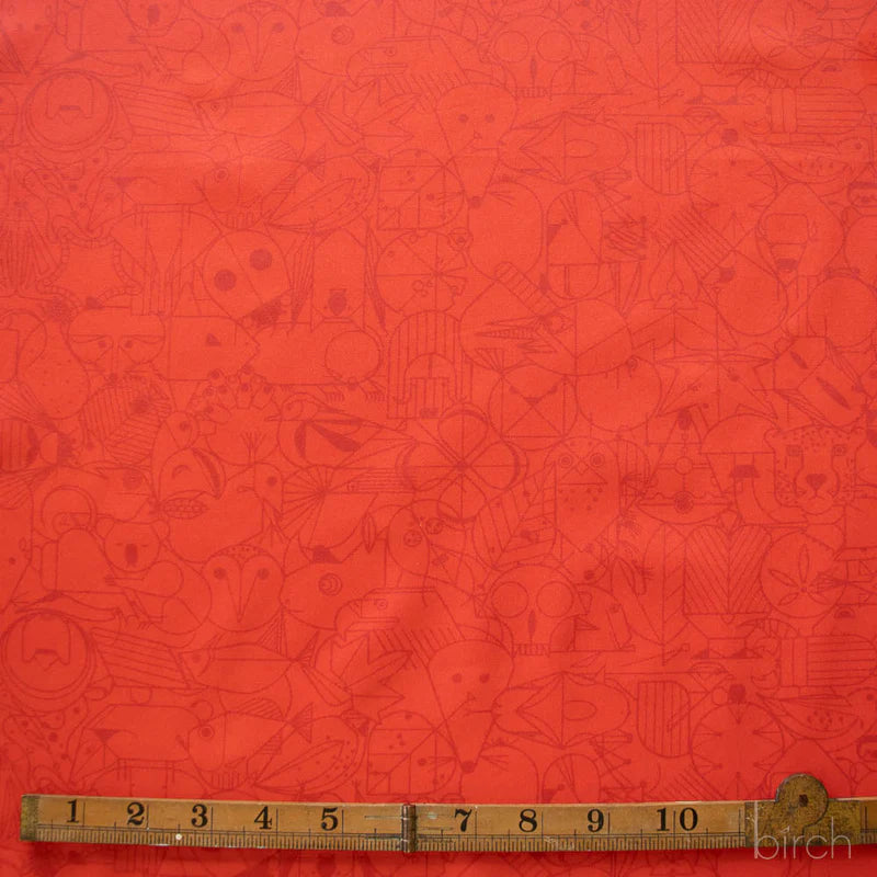 End Papers | Cardinal by Charley Harper for Birch Fabrics | CH-300-CARDINAL | 100% Organic Cotton
