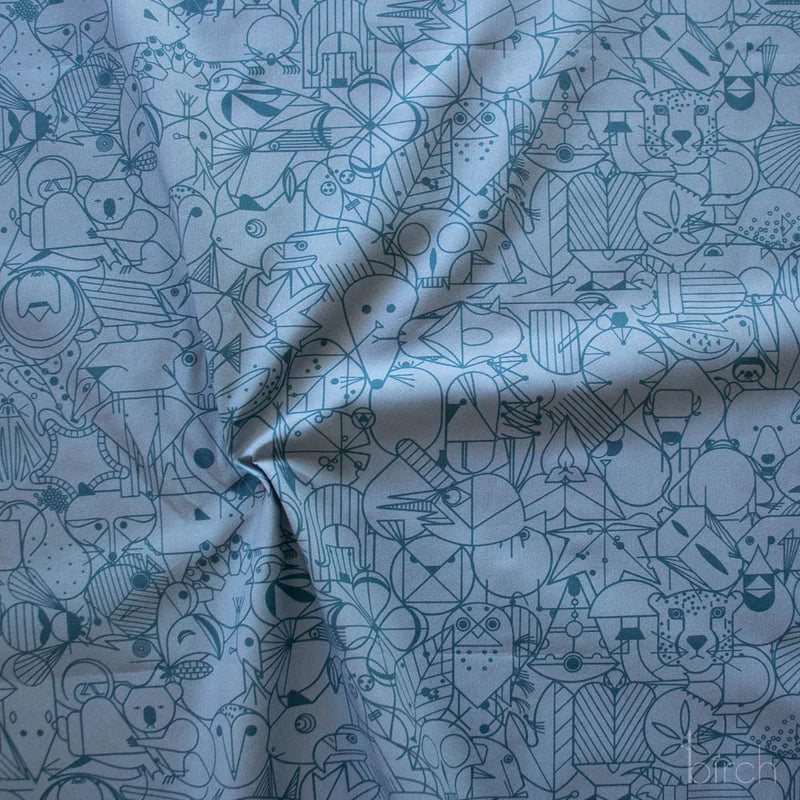 End Papers | Denim by Charley Harper for Birch Fabrics | CH-300-DENIM | 100% Organic Cotton