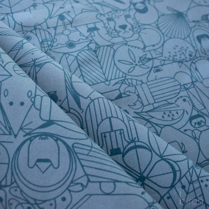 End Papers | Denim by Charley Harper for Birch Fabrics | CH-300-DENIM | 100% Organic Cotton