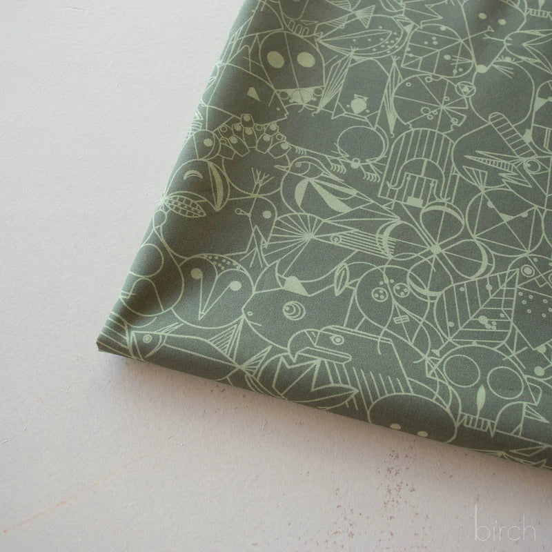 End Papers | Jade by Charley Harper for Birch Fabrics | CH-300-JADE | 100% Organic Cotton