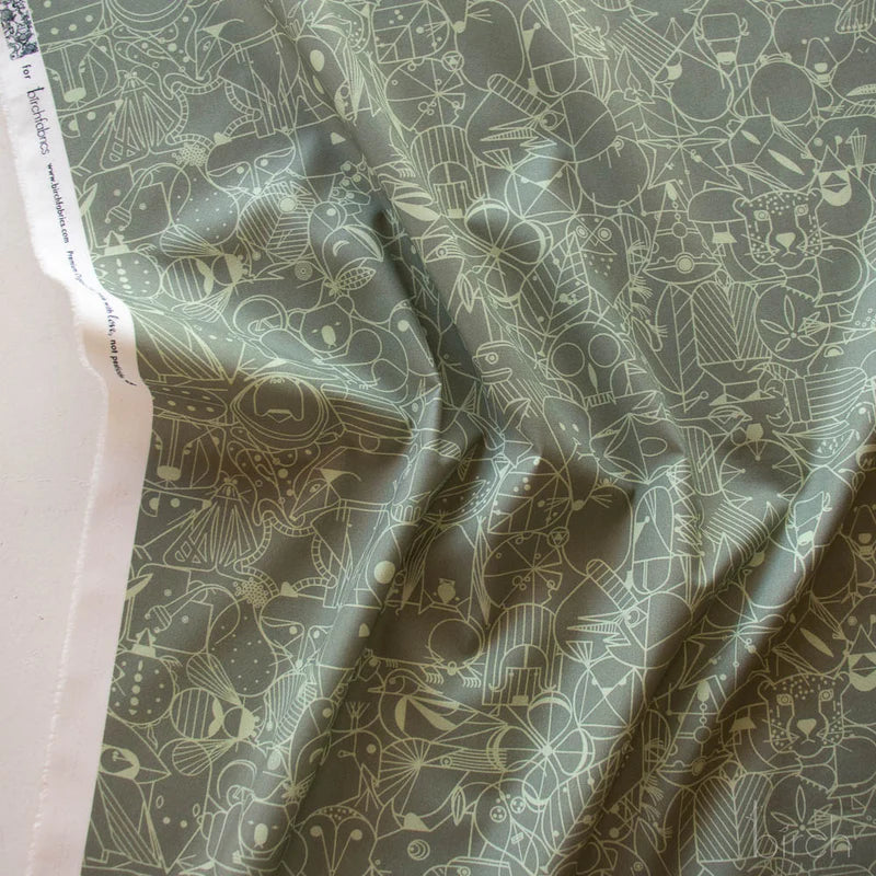 End Papers | Jade by Charley Harper for Birch Fabrics | CH-300-JADE | 100% Organic Cotton