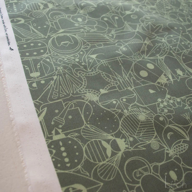 End Papers | Jade by Charley Harper for Birch Fabrics | CH-300-JADE | 100% Organic Cotton